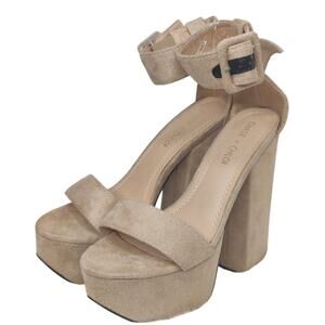 New Tan Y2K Platforms Sz 6 faux suede